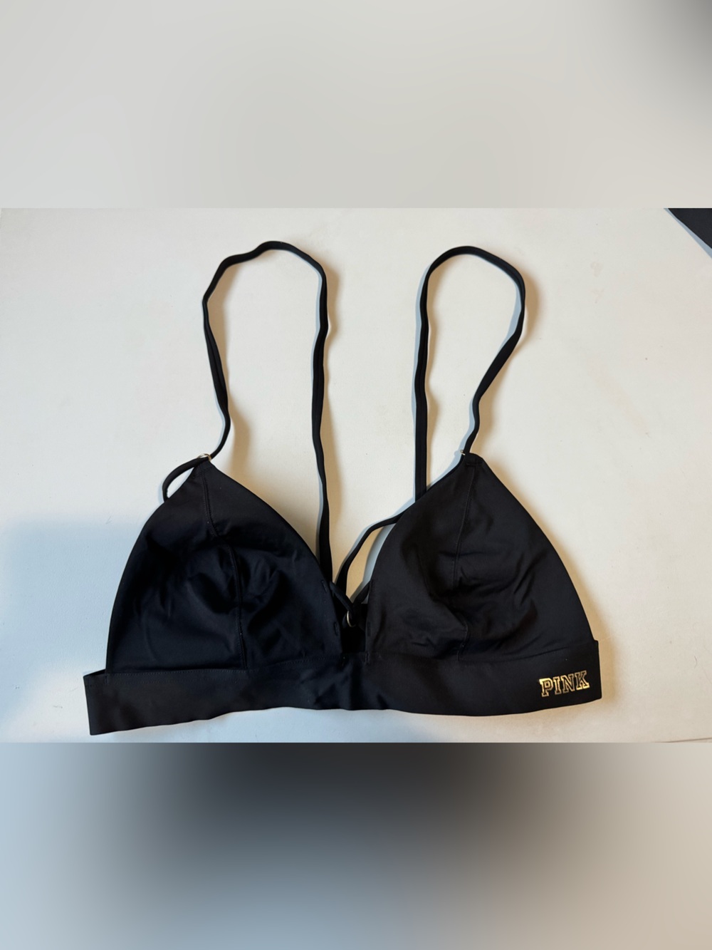 Victoria's Secret PINK Black Triangle Bralette with Gold Logo